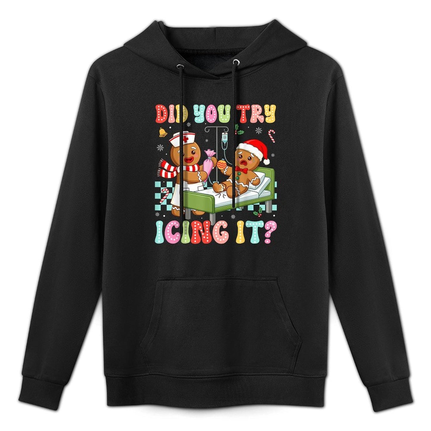 ICU Nurse Did You Try Icing It Christmas Retro Gingerbread Shrink-Resistant Hoodie