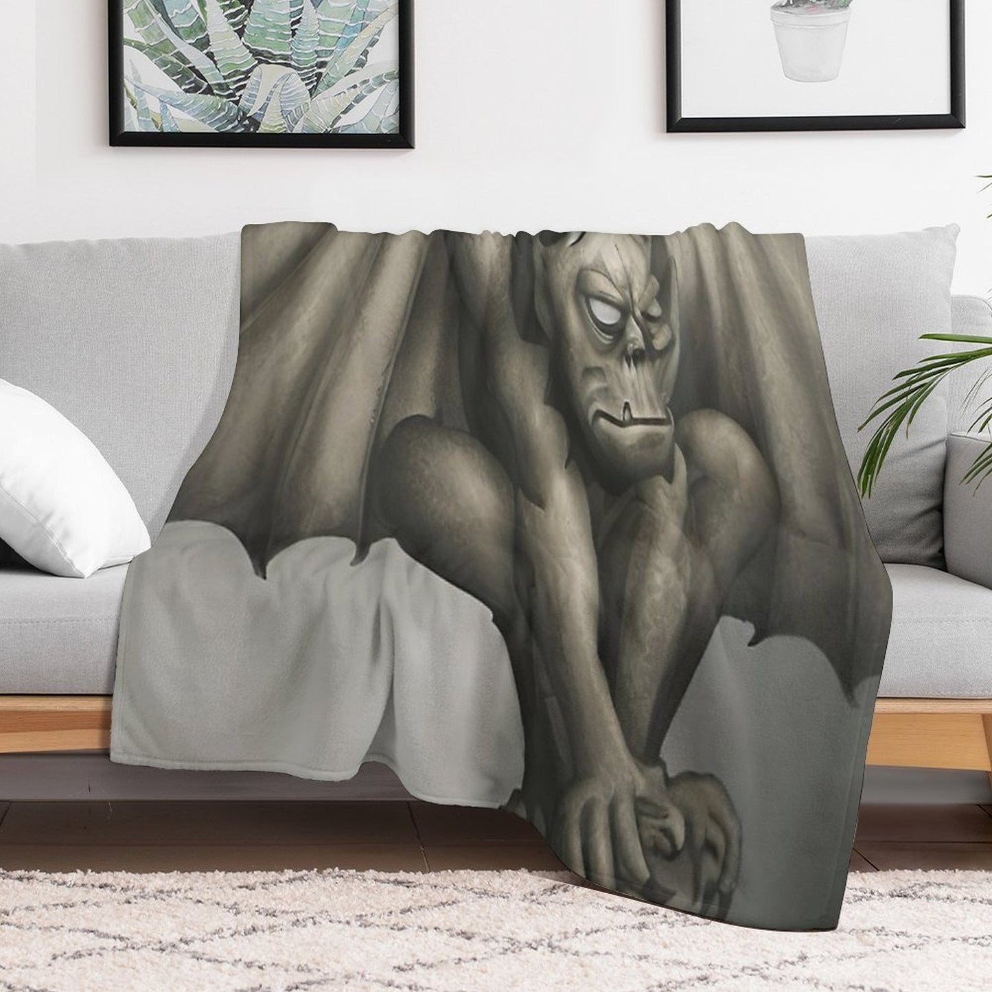 Grotesque Gargoyle Guarding Grandiose Gothicness Plush Throw Blanket
