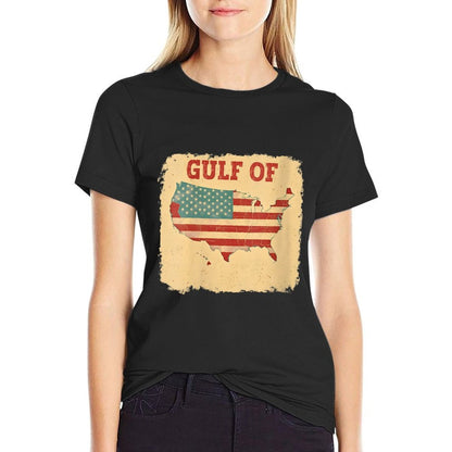 Womens Gulf Of USA America Funny Gulf Of Mexico Vintage USA  Wrinkle-resistant T-Shirt