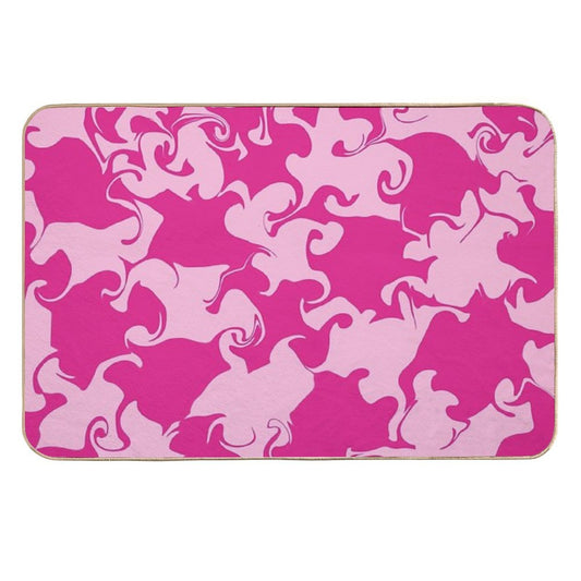 Pink Psycheledic Whirl – Fluid Organic Pattern  Easy Maintenance Bath Mat
