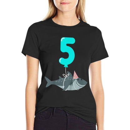 5th Birthday Shark  Cute 5 Year Old Shark Gift  Odor-resistant T-Shirt