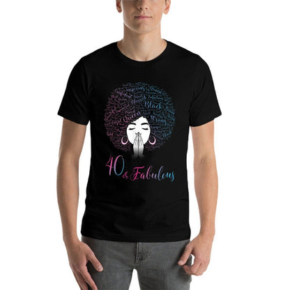 40 & Fabulous Black Queen Afro Hair 40th Birthday  Stretchy T-Shirt