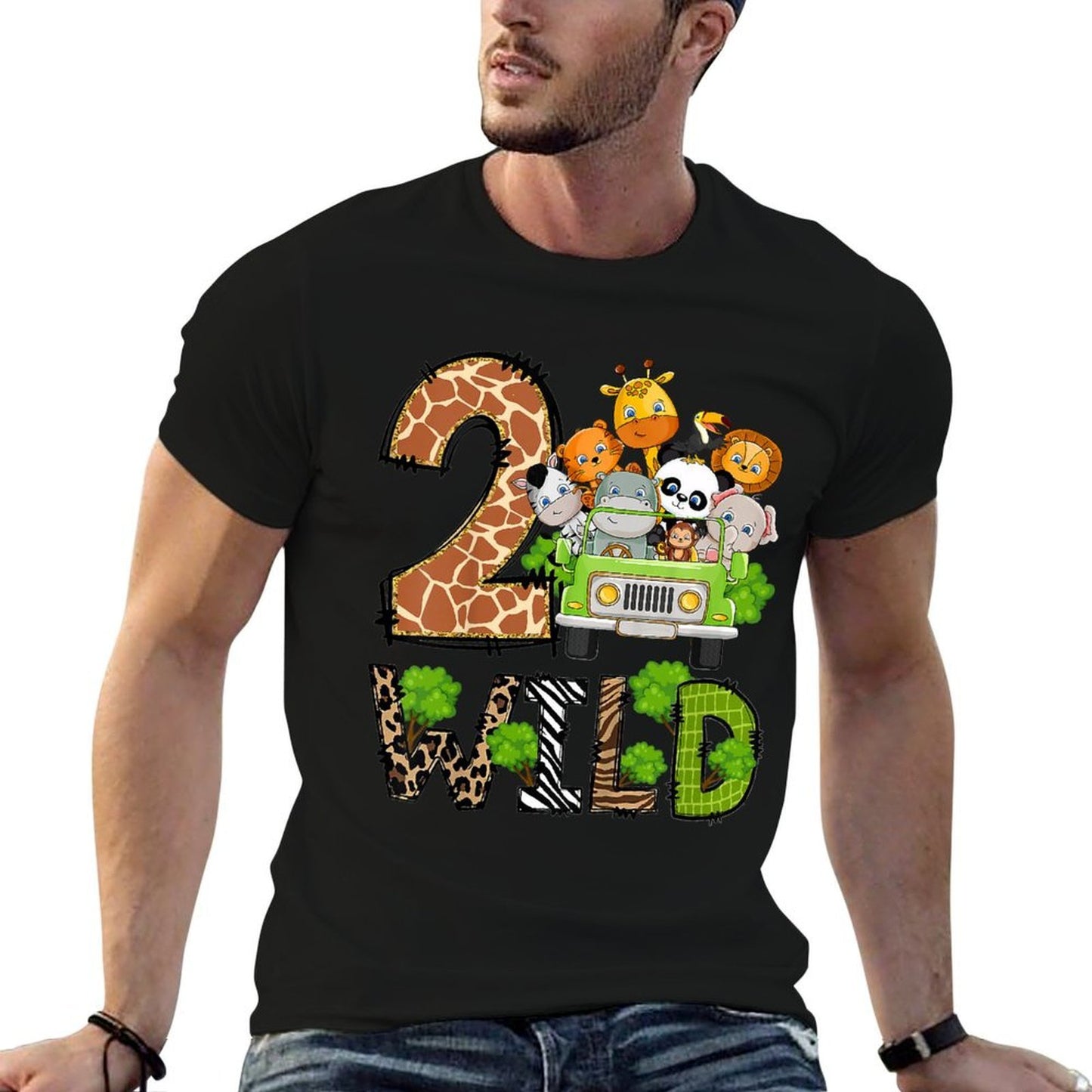 Kids Wild Two 2 Year Old Boy Girl 2nd Birthday Zoo Jungle Animal  Cotton T-Shirt