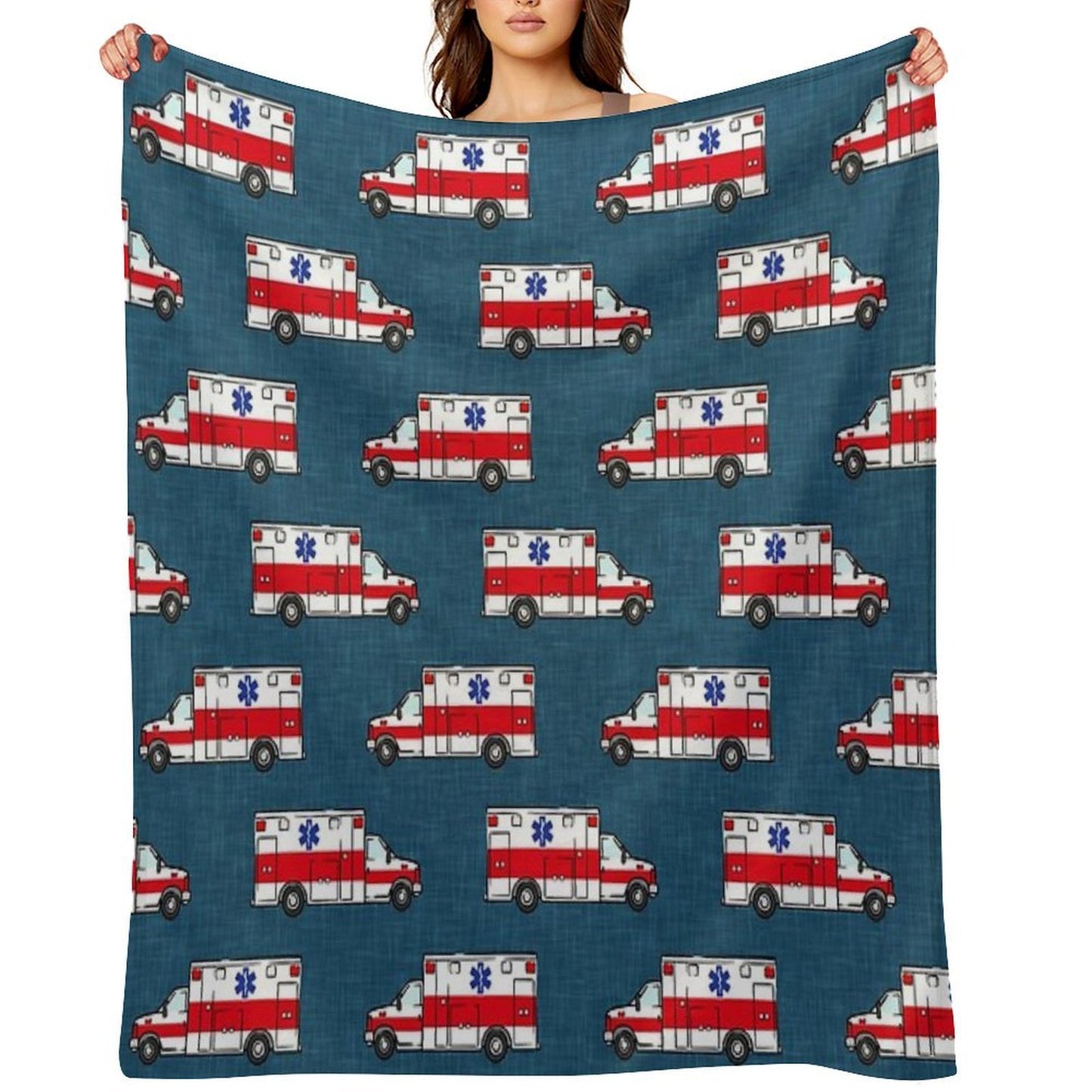 Ambulance on Dark Blue Anti-pilling Throw Blanket