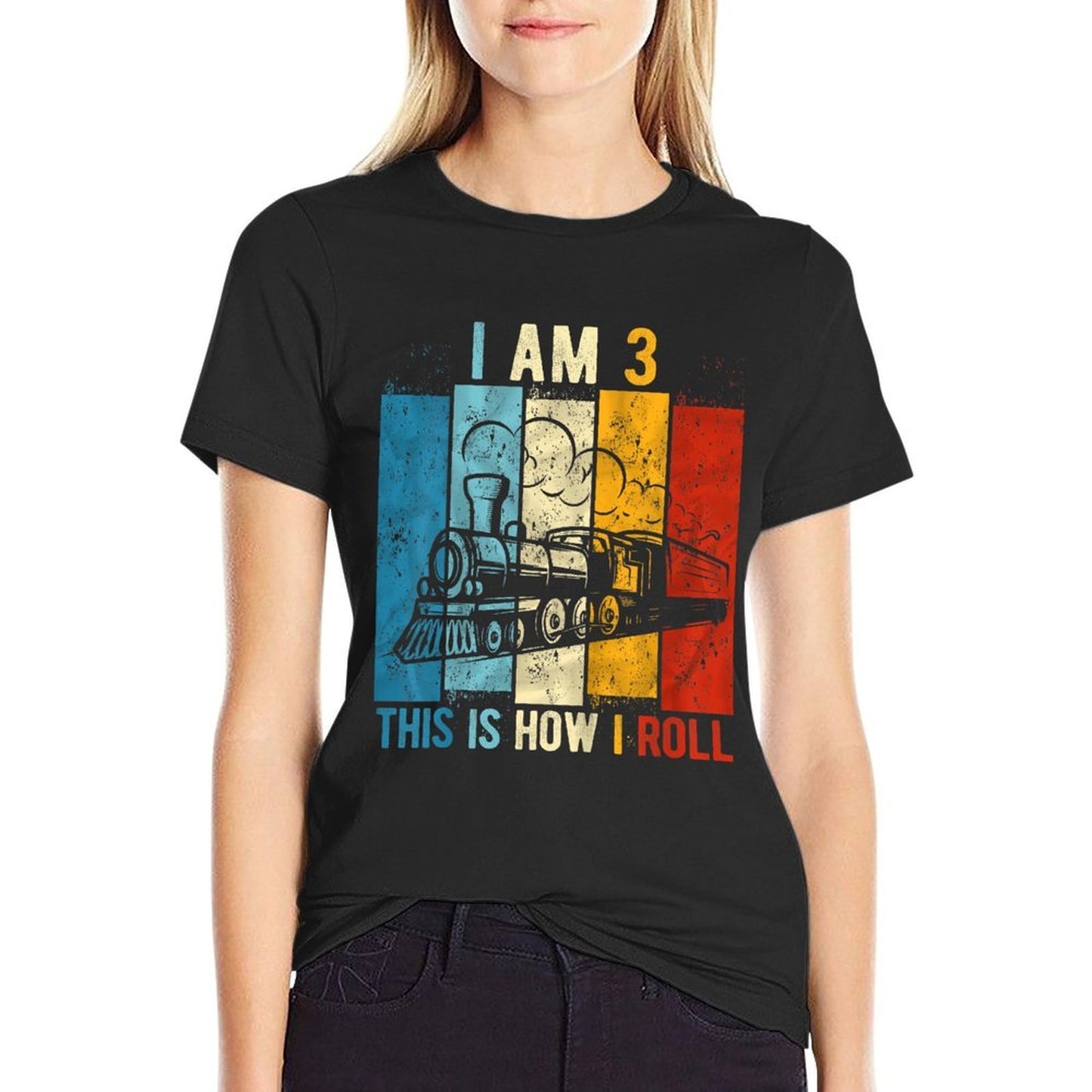 Kids 3rd Birthday Boy Train 3 Year Old Birthday  Easy-care T-Shirt