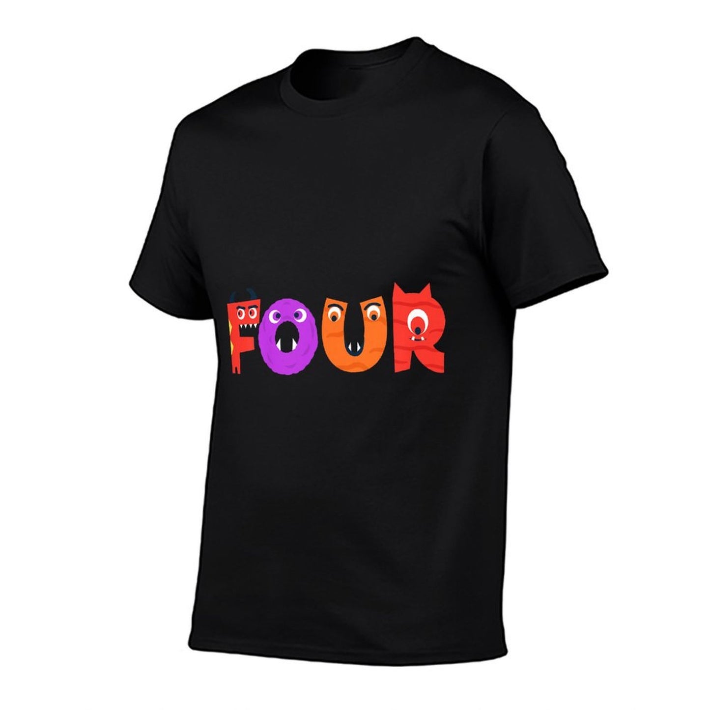 Kids Four Years Old Birthday Monster Themed Birthday Party  Summer-ready Fabric T-Shirt
