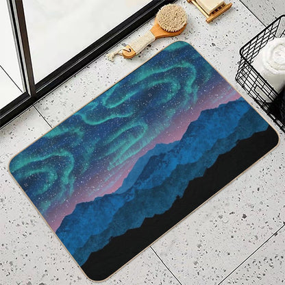 Aurora Borealis over Mountains  Versatile Bath Mat