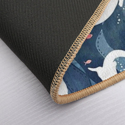 Swimming Otters on Navy Blue  Versatile Bath Mat