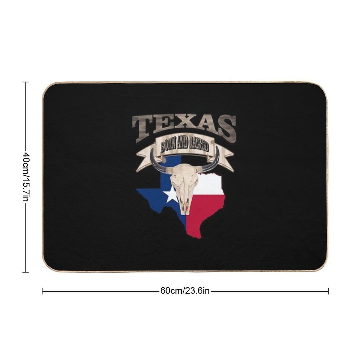 1980s Bull Skull Born And Raised Lone Star Texan Texas  Anti-Trip Bath Mat