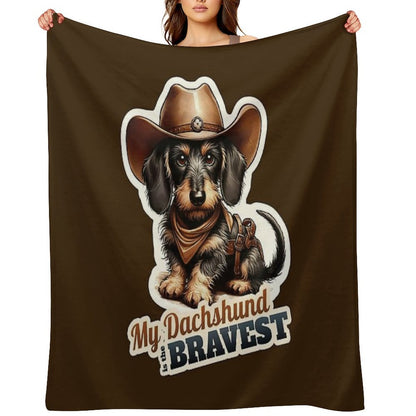 Wire-haired Dachshund Cowboy Puppy Wrinkle-free Throw Blanket