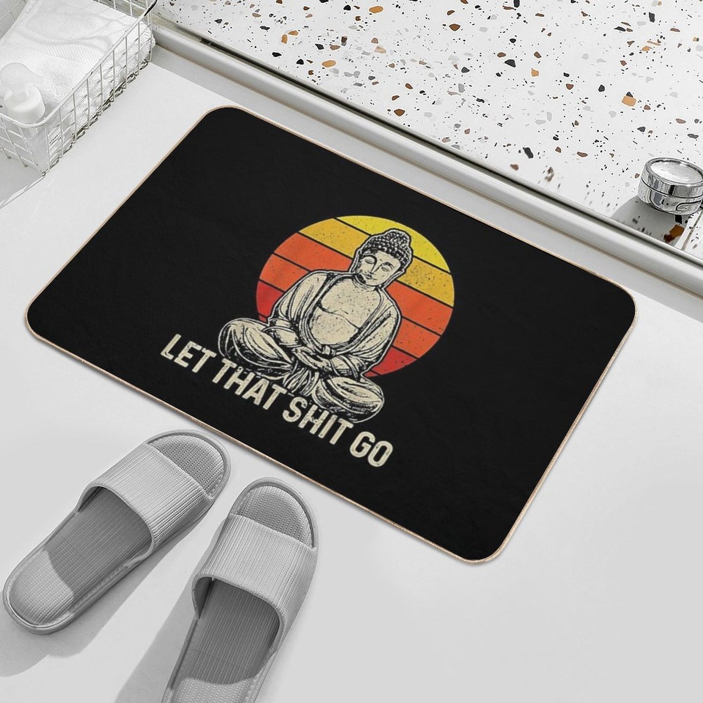 Buddha Meditation Let That Shit Go  Rapid-Drying Bath Mat