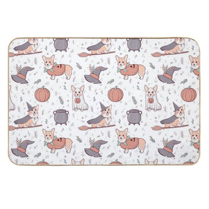 Corgi Halloween Pattern  Fade-Resistant Bath Mat