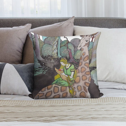 Giraffe And Foxchild Soft Fade-Resistant Throw Pillow
