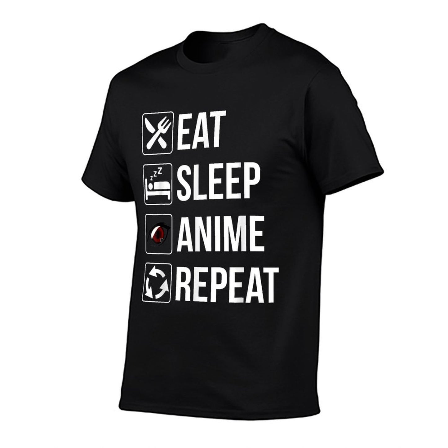 Funny Eat Sleep Anime Repeat  Graphic-printed T-Shirt