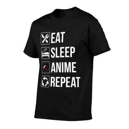 Funny Eat Sleep Anime Repeat  Graphic-printed T-Shirt