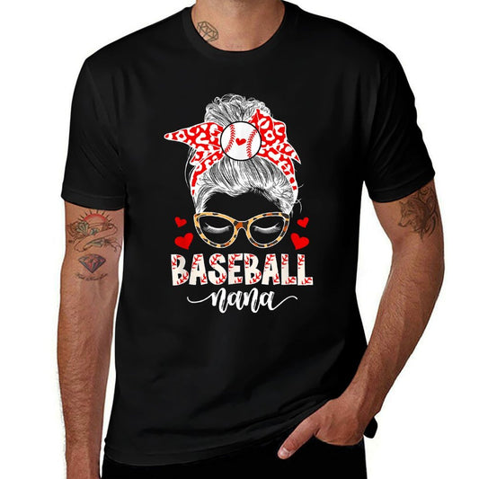 Baseball Nana Messy Bun Nana Of A Baseball Player Nana  Soft T-Shirt