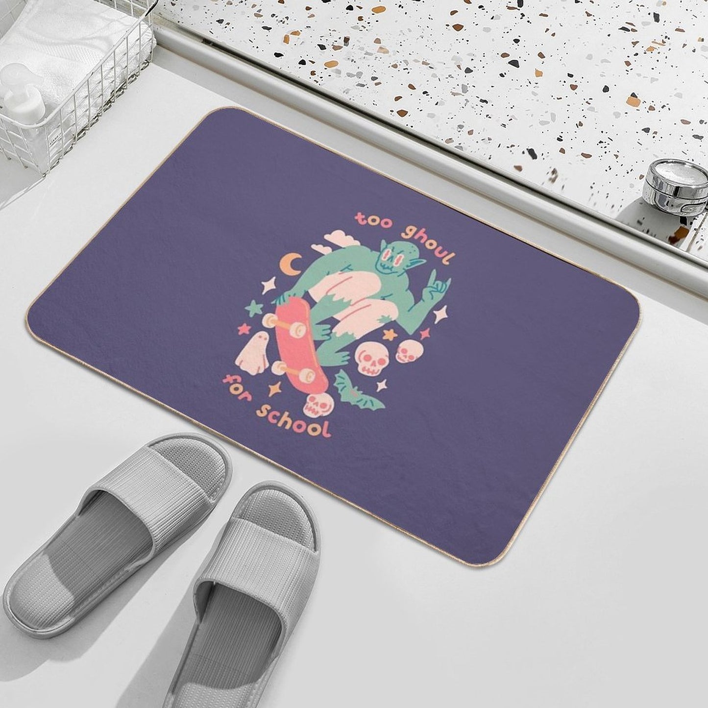 TOO GHOUL FOR SCHOOL  Dirt-Trapping Bath Mat