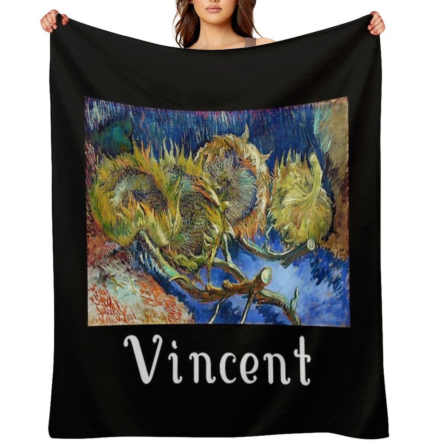 Four Withered Sunflowers by Vincent Versatility Throw Blanket