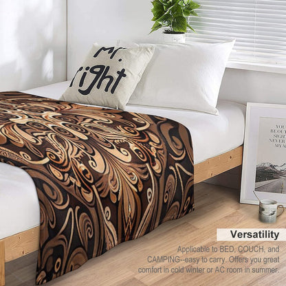 Brown New Traditional Pattern Digital Painting Travel-friendly Throw Blanket