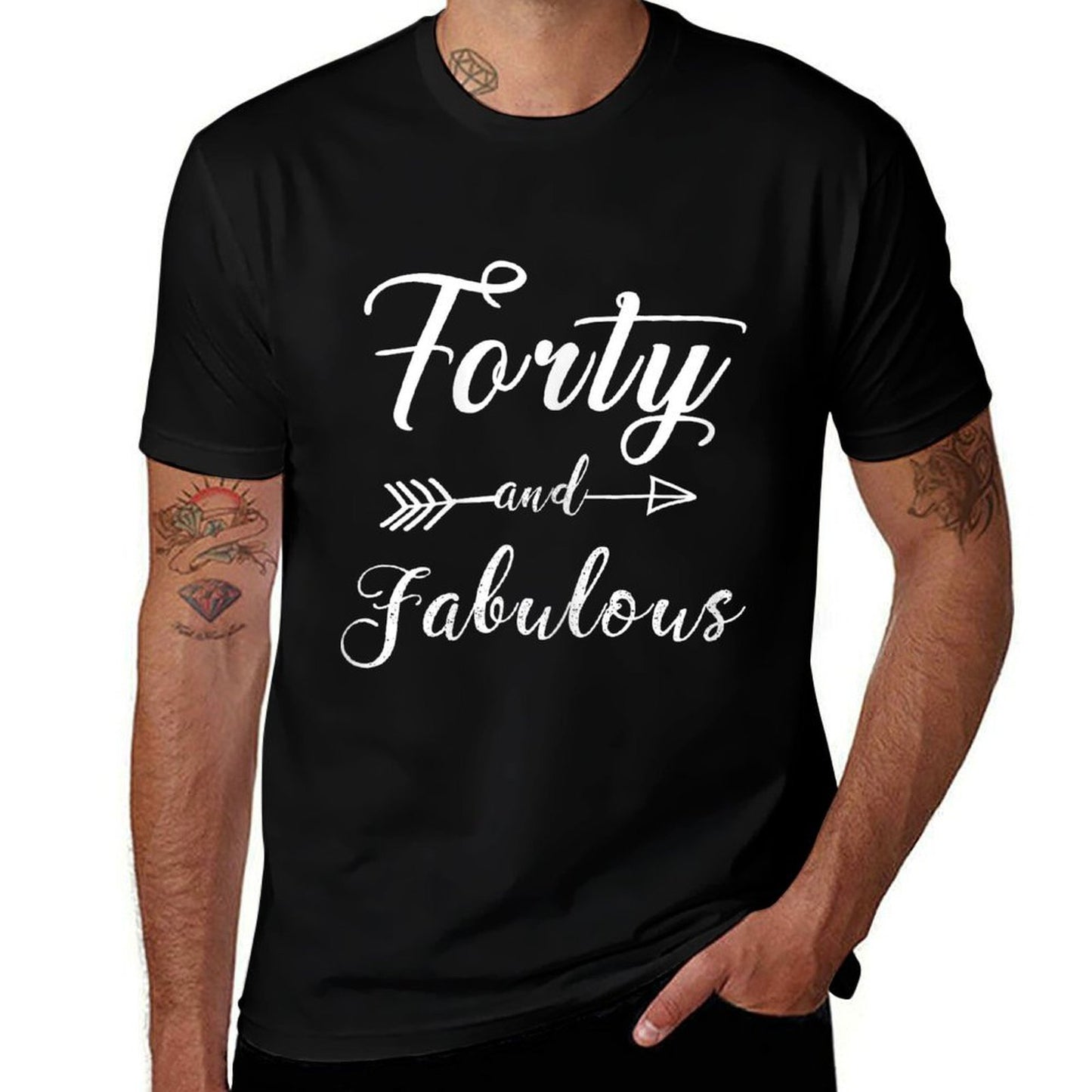 Womens Funny 40th Birthday - Forty And Fabulous  Graphic-printed T-Shirt