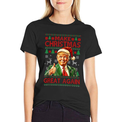 Make Christmas Great Again Xmas Funny Trump Pajamas Ugly  Polyester Blend T-Shirt