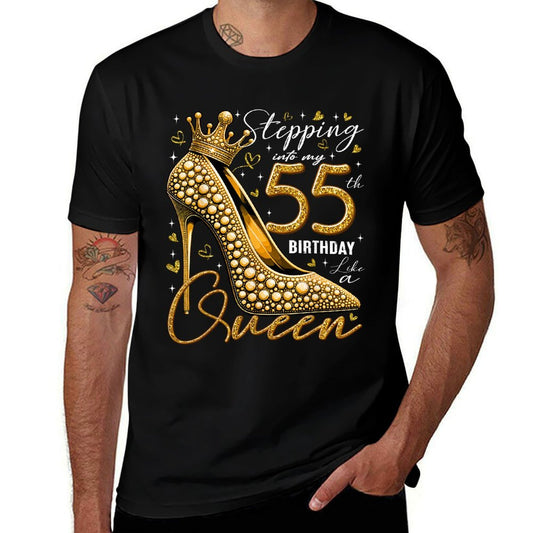 55 Year Old Gifts High Heels Stepping Into My 55th Birthday  Moisture-wicking T-Shirt