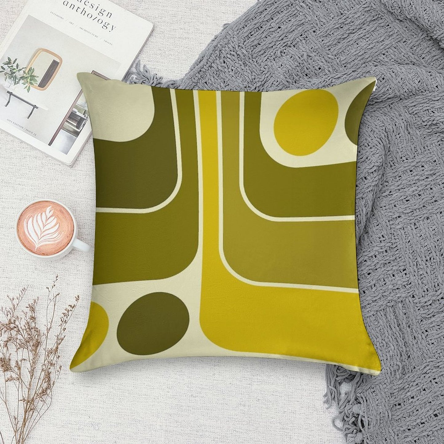 Retro Geometric Design 632 Soft Hidden Zipper Throw Pillow