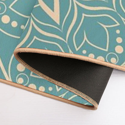 Turquoise And Yellow Mandala III  Odorless Bath Mat
