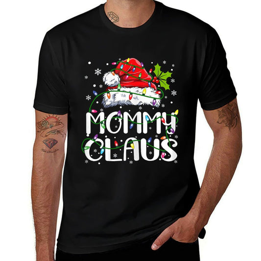 Mommy Claus Christmas Lights Pajama Family Matching  Stretchy T-Shirt