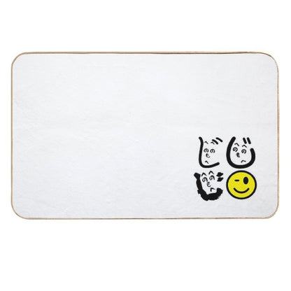 Funny Minimalist Heno Heno Moheji Face Design – Japanese Hiragana Art  High-Traffic Bath Mat