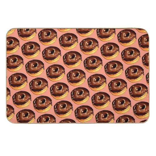 Chocolate Donut Pattern - Pink  Easy To Clean Bath Mat