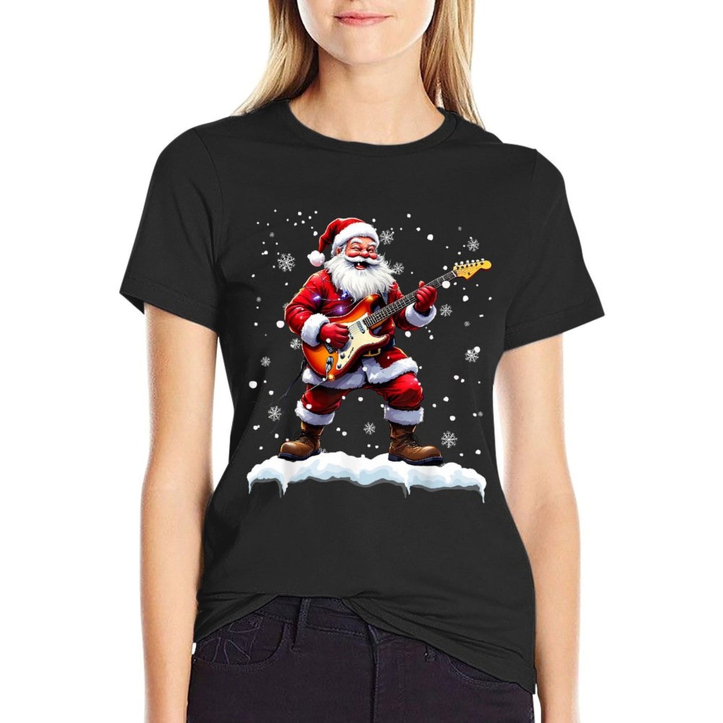 Santa Claus Playing Bass Guitar Christmas Xmas Music  Durable T-Shirt