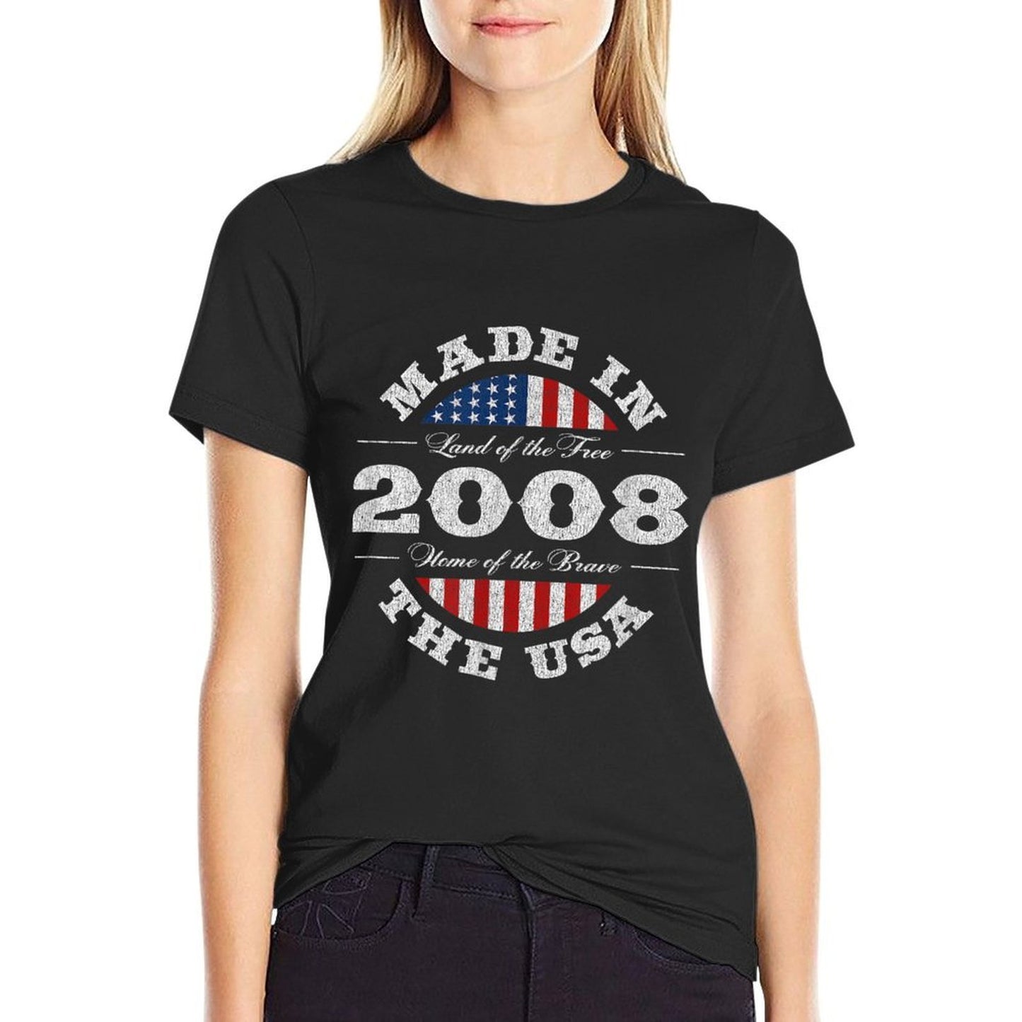 17 Year Old Patriotic American USA 2008 17th Birthday  Stretchy T-Shirt