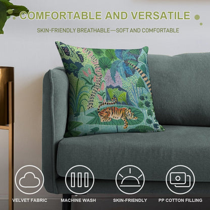 Jungle Tiger Soft High-Density Material Throw Pillow