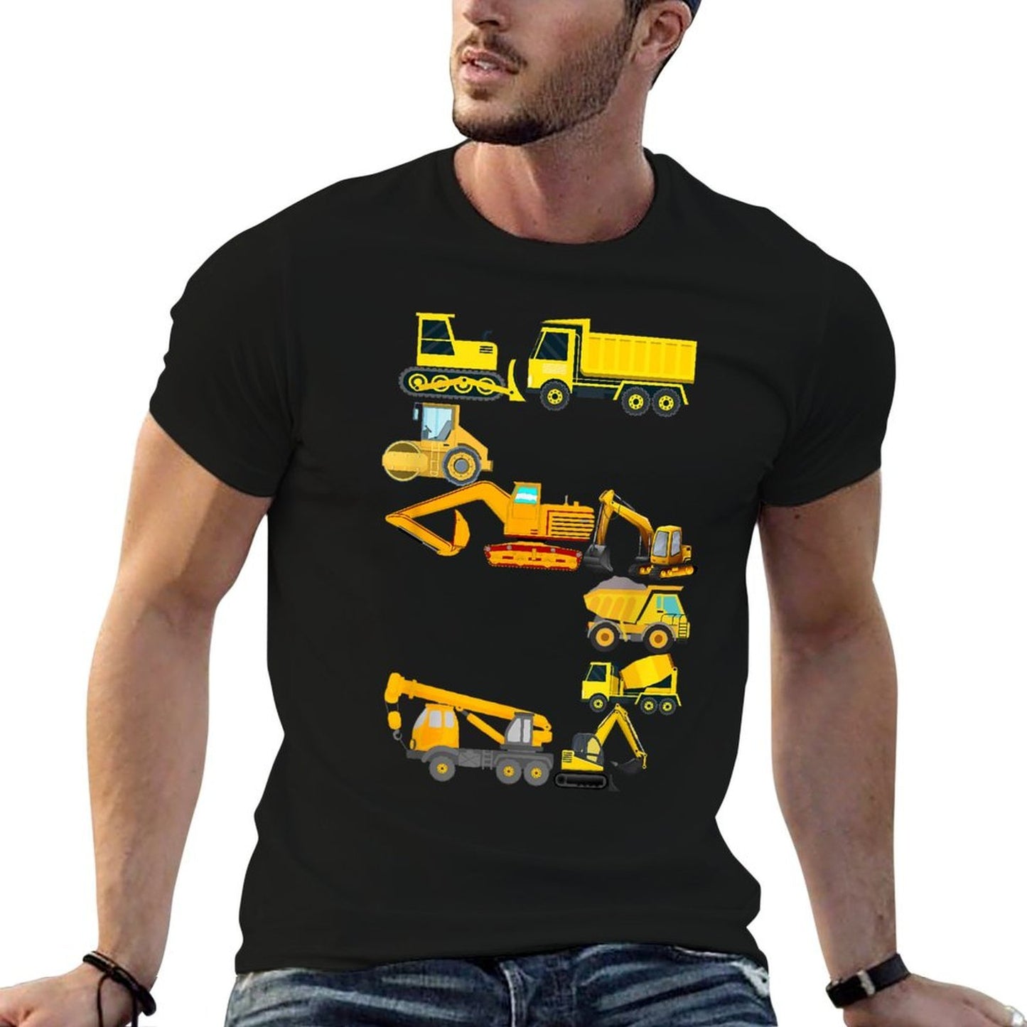 Kids Construction Truck 5th Birthday 5 Years Old Boys  Slim-fit Cut T-Shirt