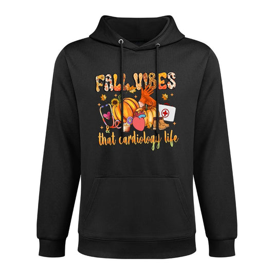 Fall Vibes  That Cardiology Life Pumpkin Leopard Gifts Medium-Weight Fabric Hoodie