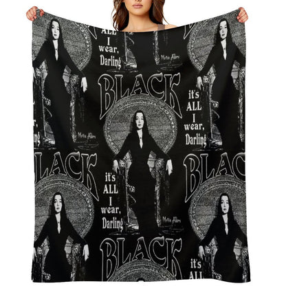 BLACK- It's All I Wear- Morticia Addams Gift-ready Throw Blanket
