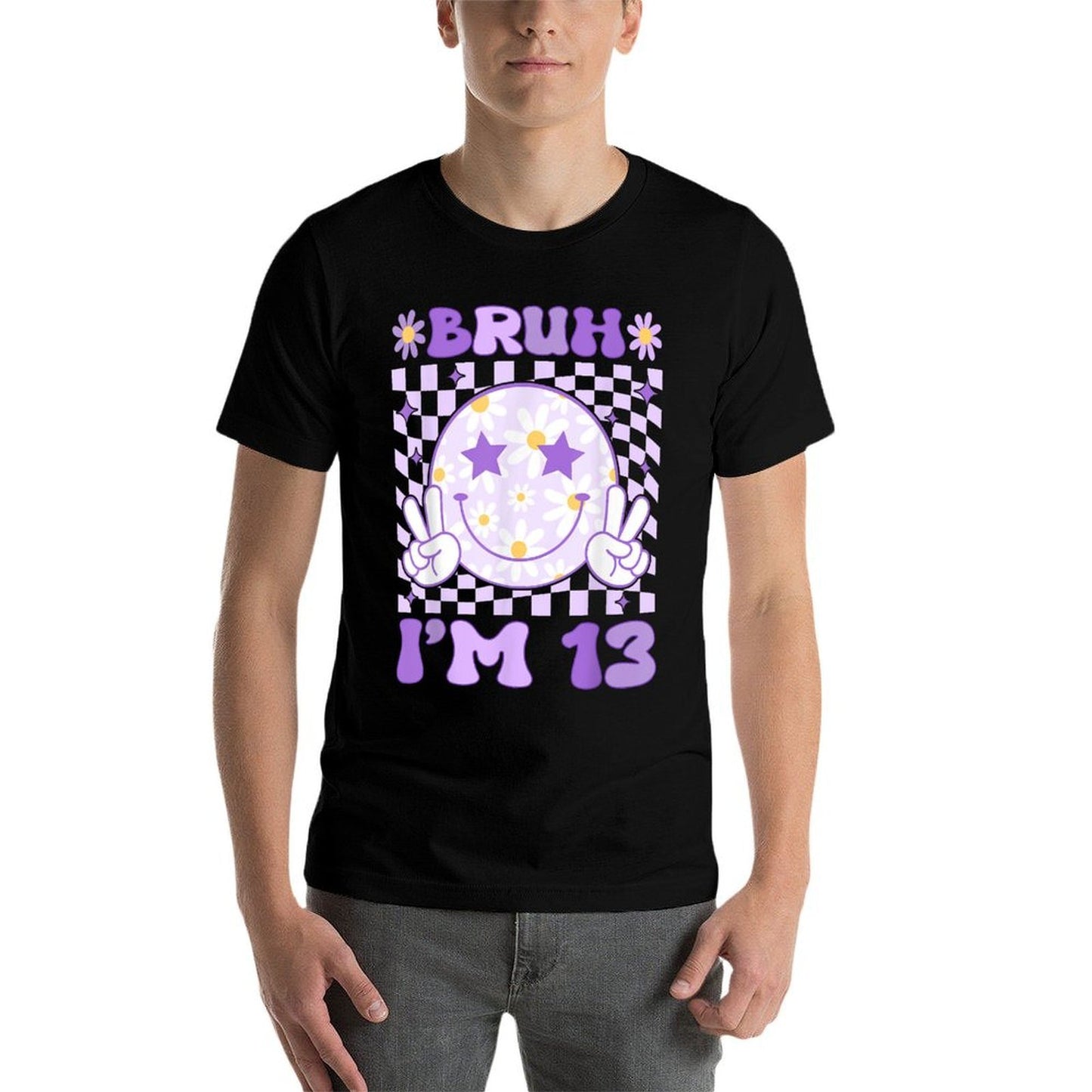 Bruh I'm 13 Years Old Purple Birthdayns 13th Birthday  Stretchy T-Shirt