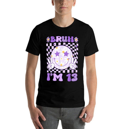 Bruh I'm 13 Years Old Purple Birthdayns 13th Birthday  Stretchy T-Shirt