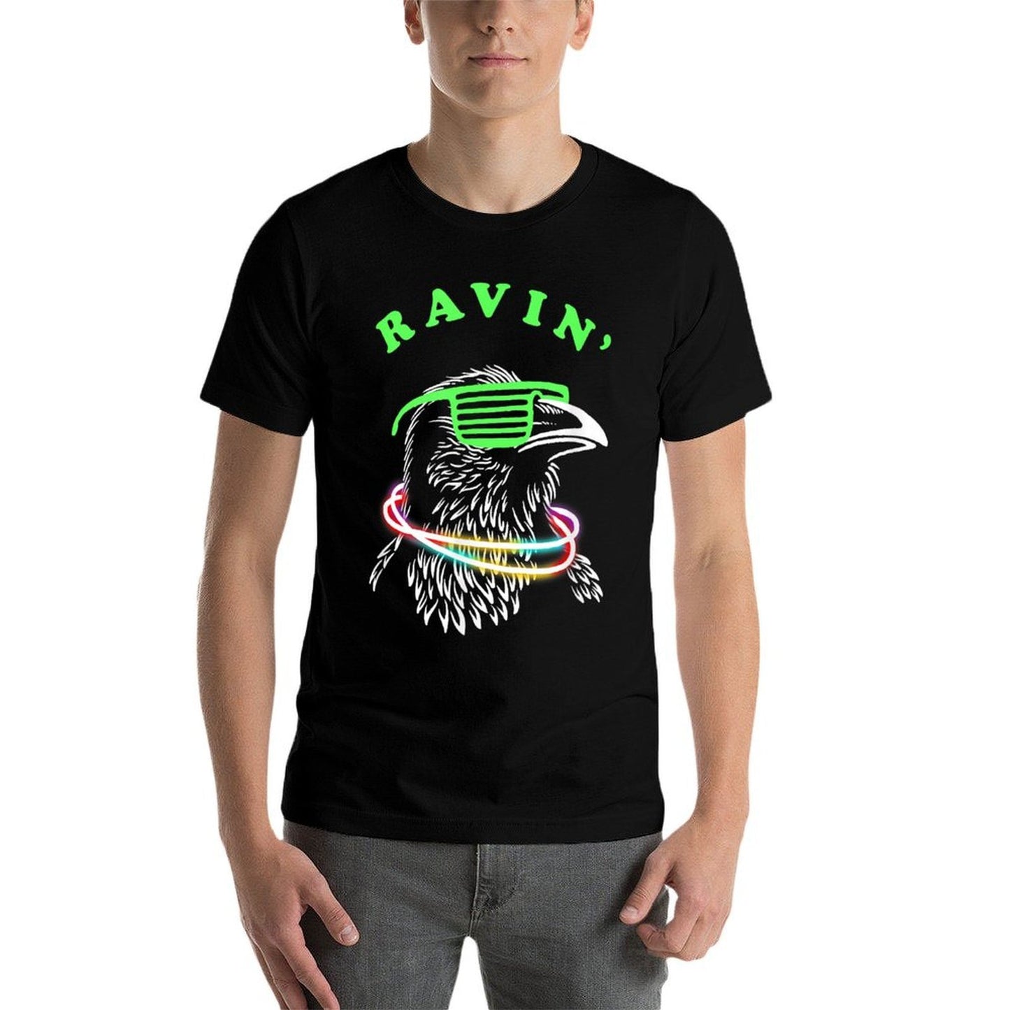 Ravin Raven - Rave Party Neon Bird Funny  Durable T-Shirt