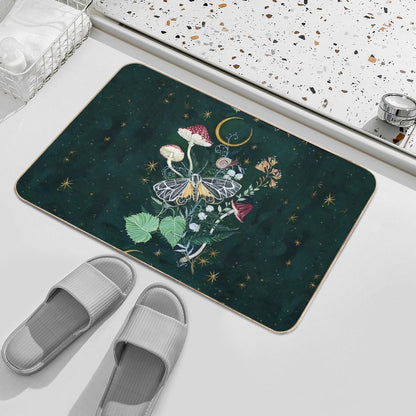 Mushroom Night Moth  Absorbent Bath Mat
