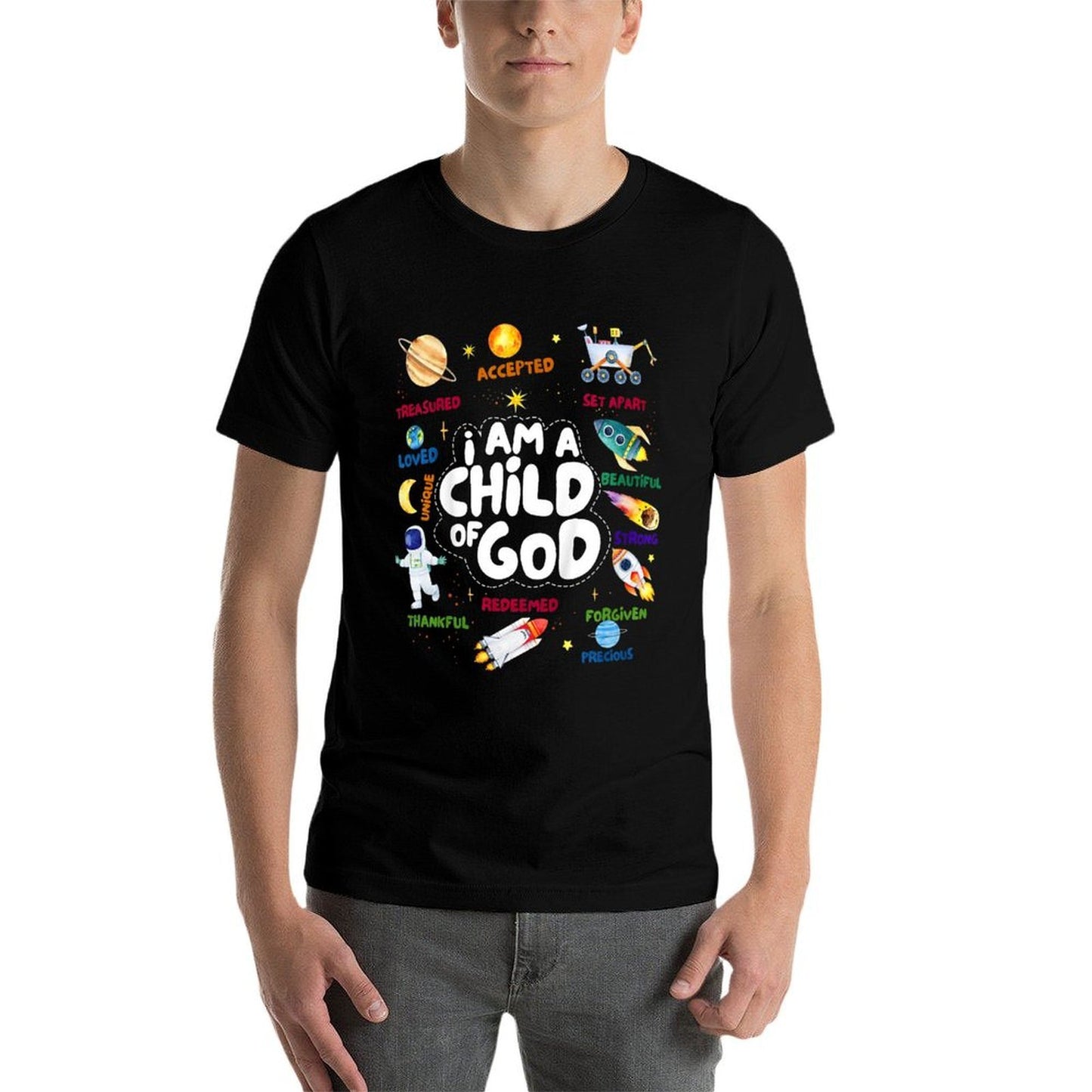Kids Child of God Outer Space I Am Affirmation Christian Boys  Quick-drying T-Shirt