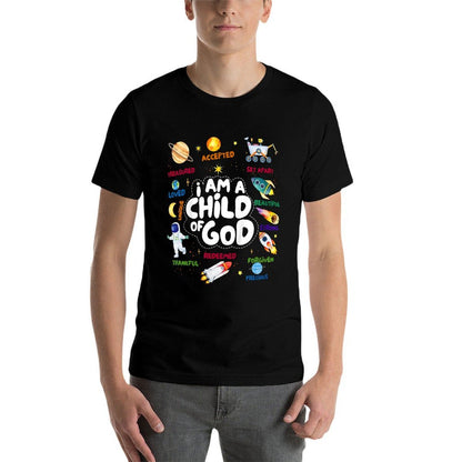 Kids Child of God Outer Space I Am Affirmation Christian Boys  Quick-drying T-Shirt