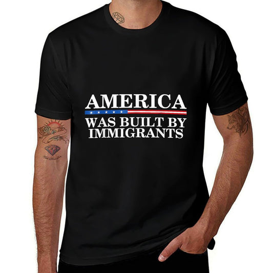 America Was Built by Immigrants Support Refugee Rights  Moisture-wicking T-Shirt