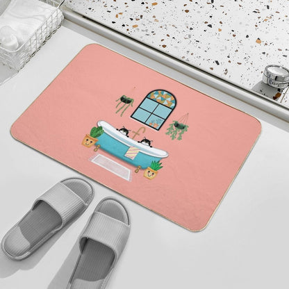 Cats  Bathtub  Illustration  Slip-Resistant Bath Mat