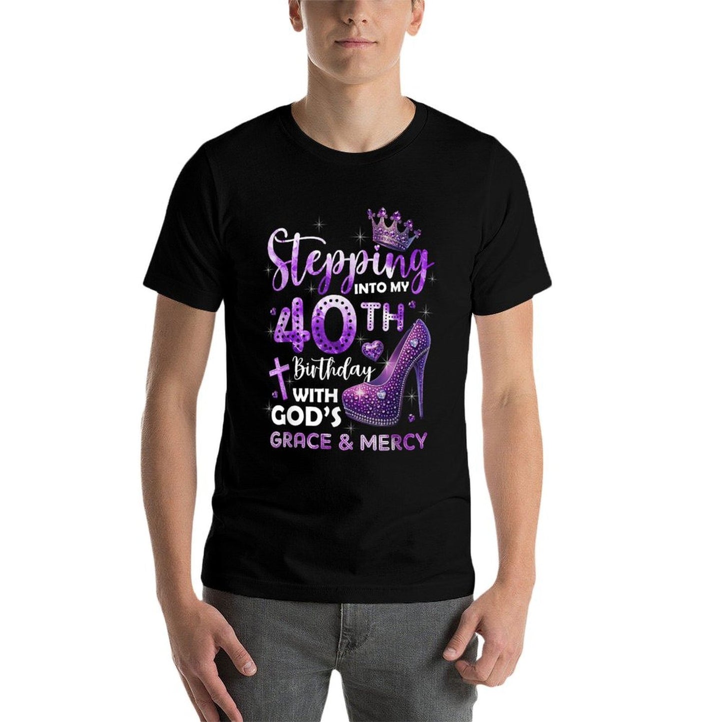 Stepping Into My 40th Birthday With God's Grace & Mercy  Eco-friendly Material T-Shirt