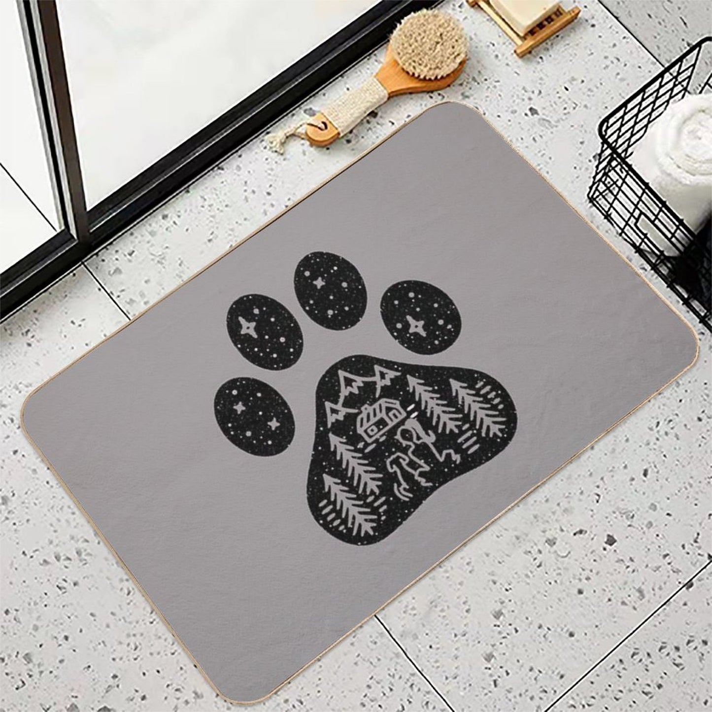 Dog Paw Camping Best Gift for Puppies Lover  Dirt-Trapping Bath Mat