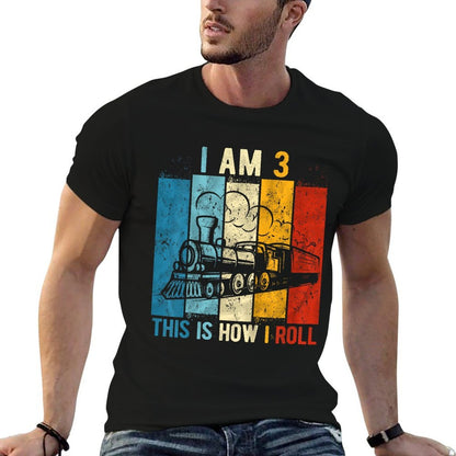 Kids 3rd Birthday Boy Train 3 Year Old Birthday  Easy-care T-Shirt