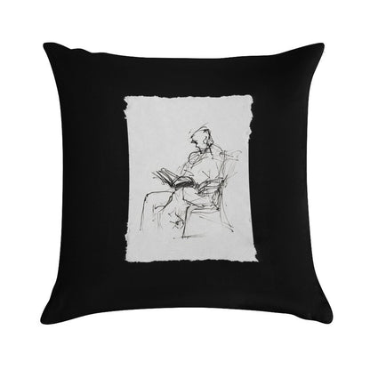 Abstract  Sketch of Person Reading Book in Armchair Soft Multiple Sizes Throw Pillow