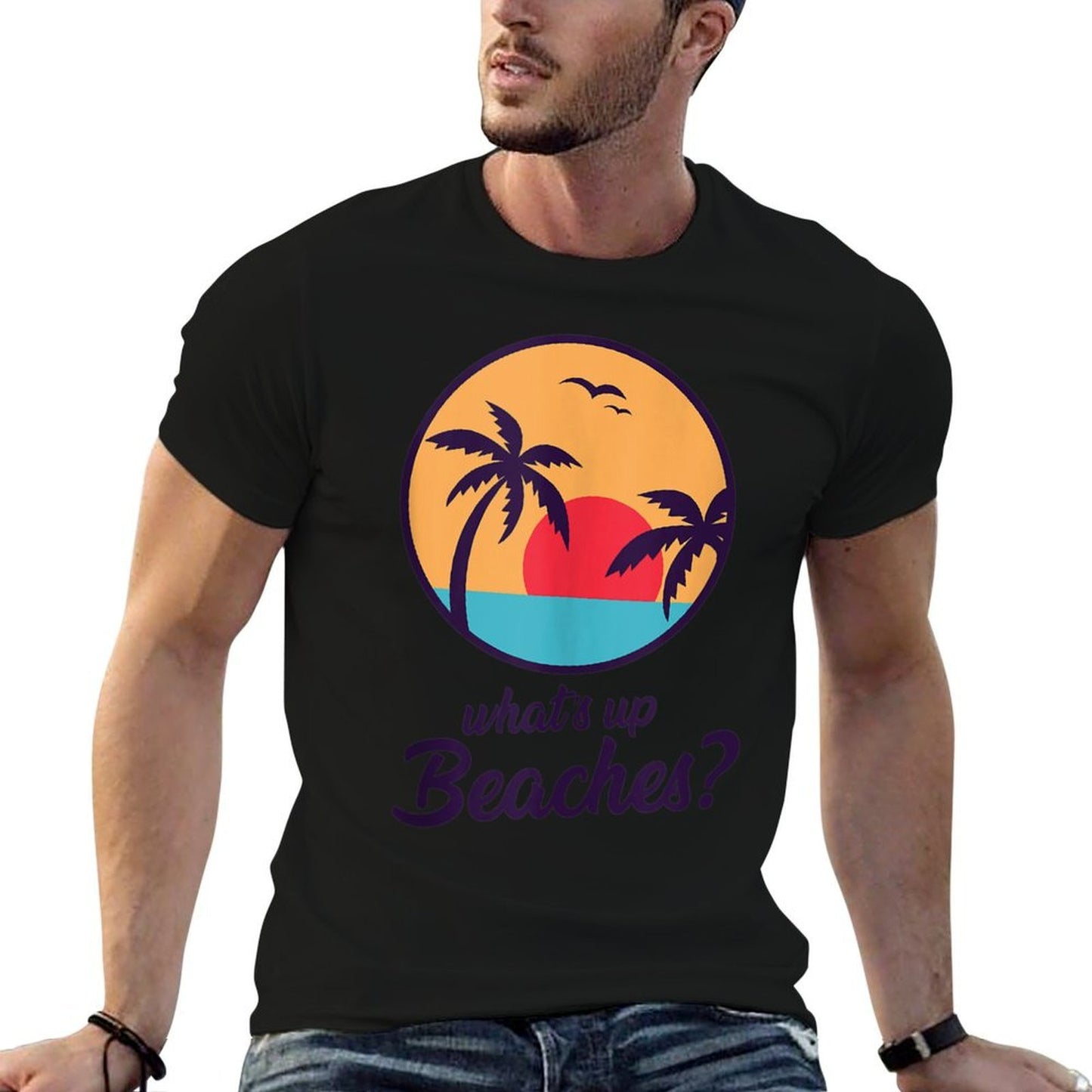 Whats Up Beaches Tank Funny Gift Beach Vacation  Heathered Texture T-Shirt